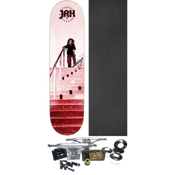 Disorder Skateboards Nyjah Huston Jah White / Red Skateboard Deck - 8" x 31.75" - Complete Skateboard Bundle